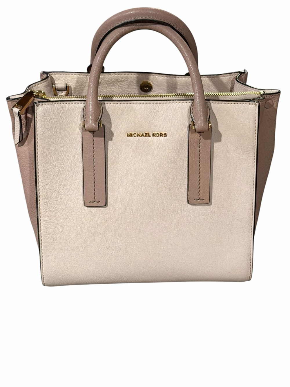 Michael Kors Cream and Pale Pink Leather Satchel